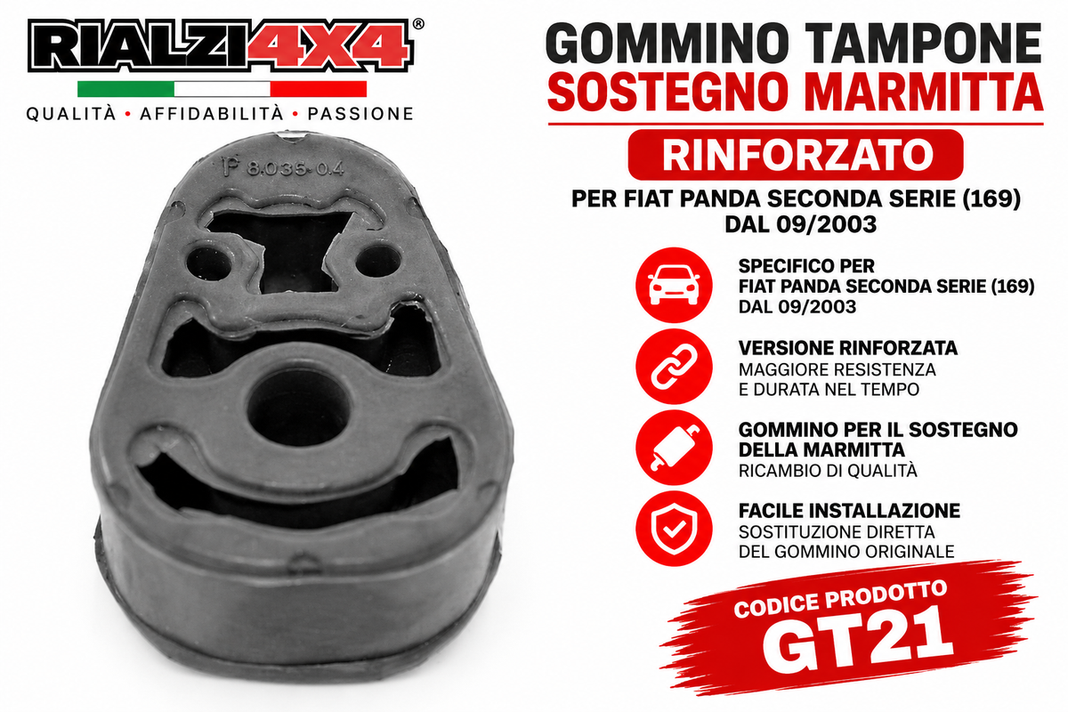 GOMMINO TAMPONE SOSTEGNO MARMITTA FIAT PANDA 169 DA 09/2003