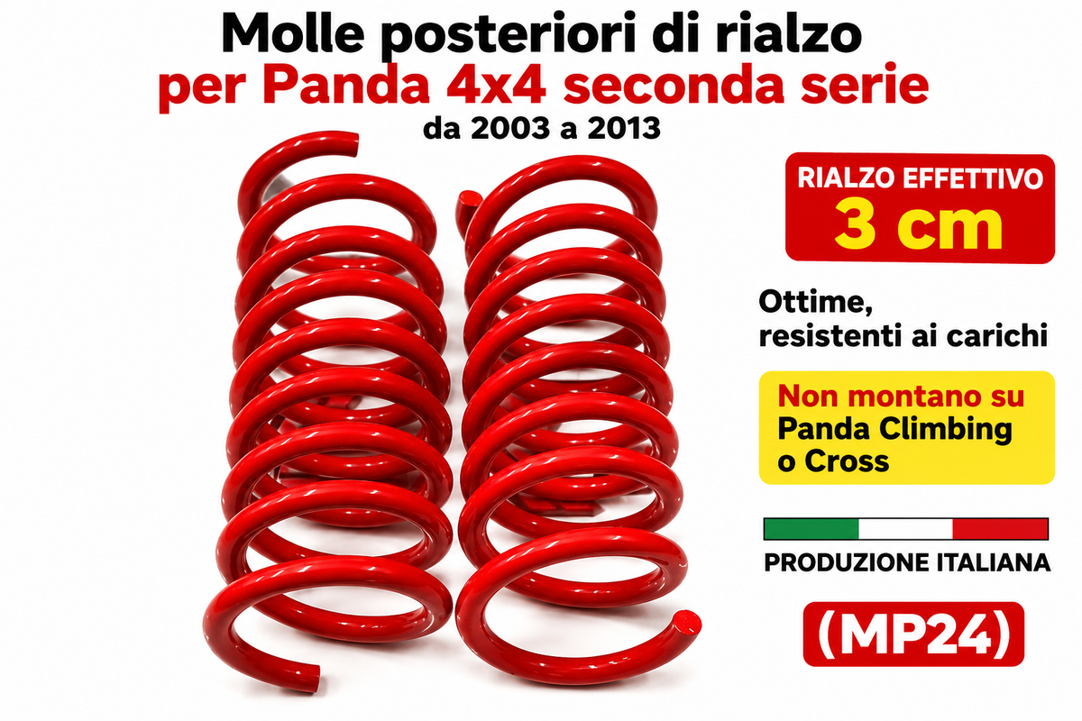 Ressorts arrière de rehausse de 3 cm pour Panda 4x4 deuxième série de 2003 à 2013