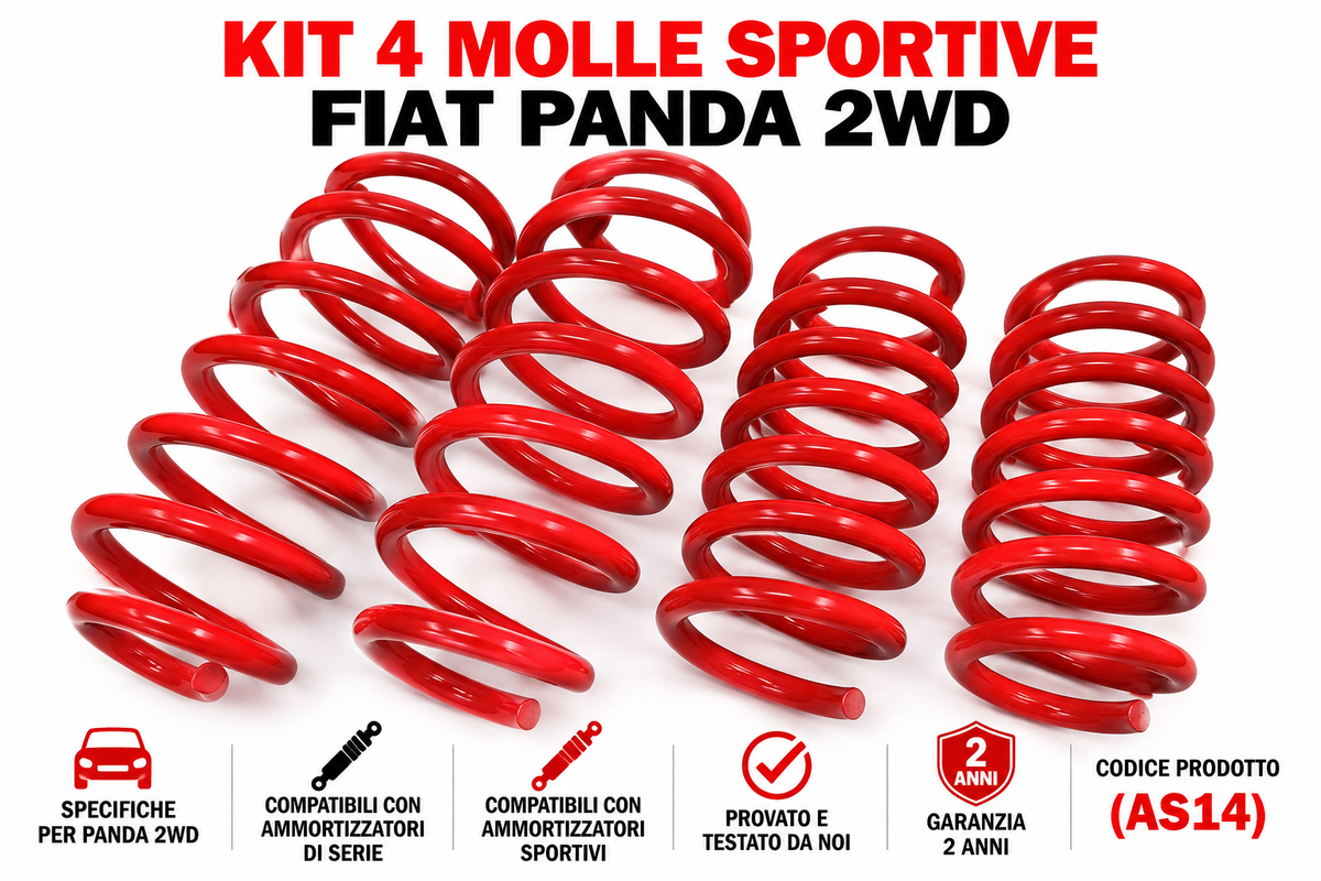 Kit de muelles de suspensión deportivos -2 cm Panda 2wd segunda serie de 2003 a 2013