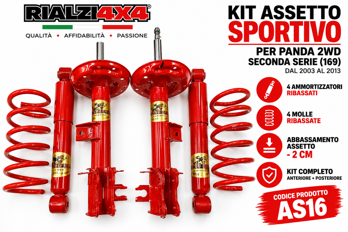 Kit completo de suspensión deportiva -2 cm Panda 2wd segunda serie de 2003 a 2013