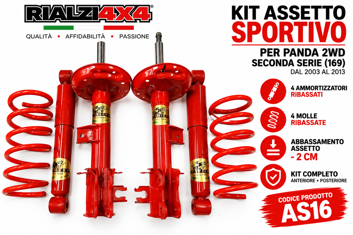 Kit complet de suspension sport -3 cm Panda 2WD deuxième série de 2003 à 2013