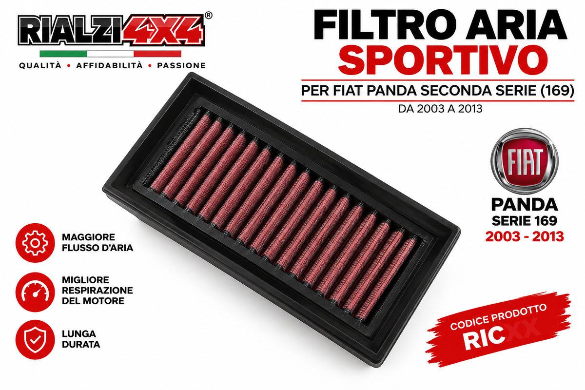 Filtro aria sportivo lavabili per Fiat panda 4x4seconda serie