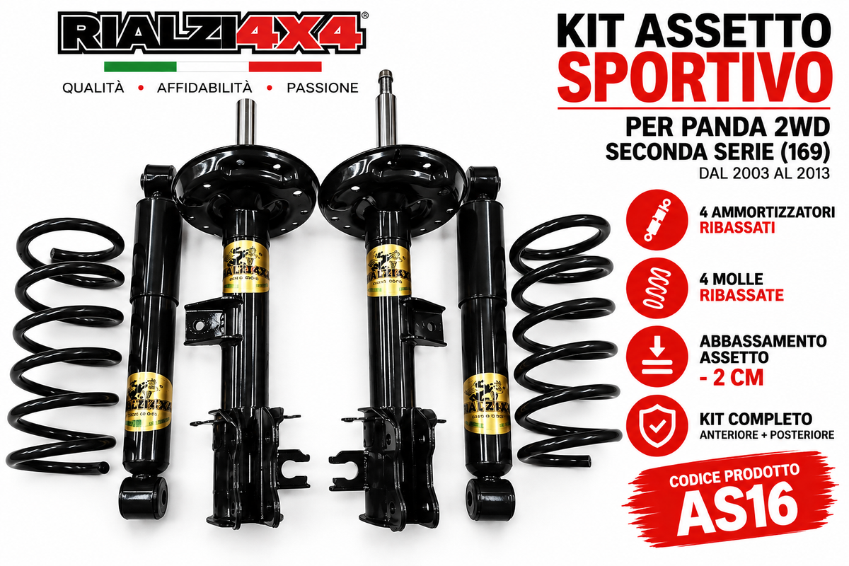 Kit complet de suspension sport -3 cm Panda 2WD deuxième série de 2003 à 2013