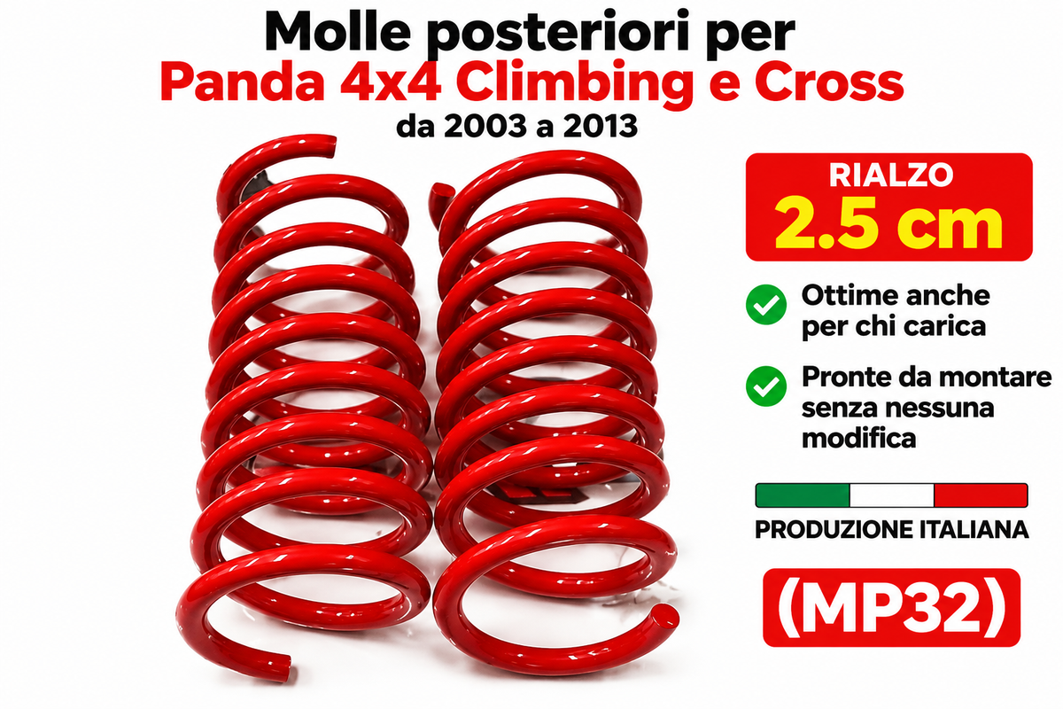 Ressorts arrière rehaussés de 2,5 cm pour Panda Climbing et Cross, deuxième série de 2003 à 2013