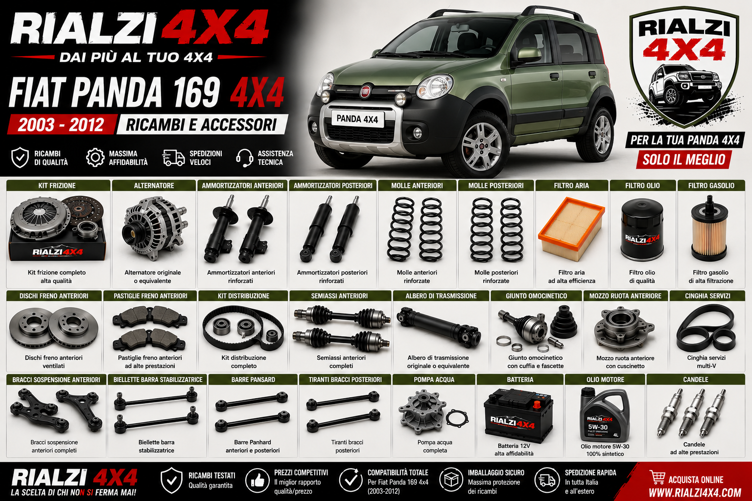 Fiat Panda 169 4x4 ricambi - Rialzi 4x4