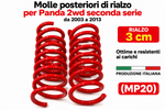 Molle posteriori di rialzo 3 cm panda 2wd seconda serie da 2003 a 2013