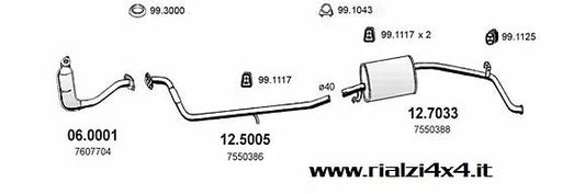 Kit completo scarico panda 4x4 dal 1988 al 1993